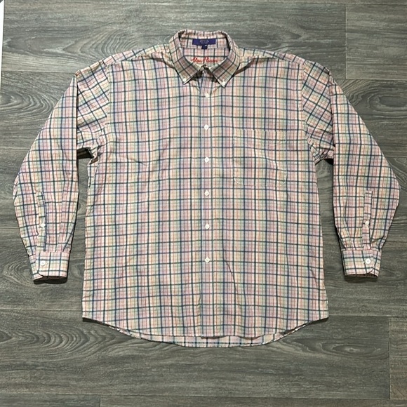 Alan Flusser Other - Alan Flusser Men’s Multicolor Plaid Button Up Long Sleeve Dress Shirt Size Large